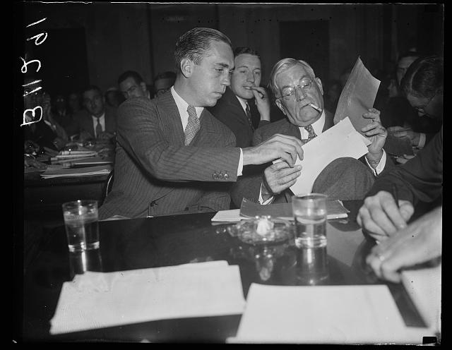 Harris and Ewing, 1936 — Robert Pinkerton testifies to the Senate