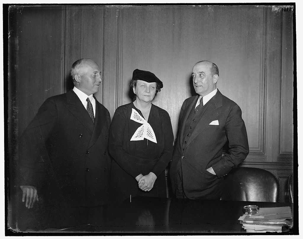 Harris and Ewing, March 1937 — Frances Perkins with the president of Remington-Rand