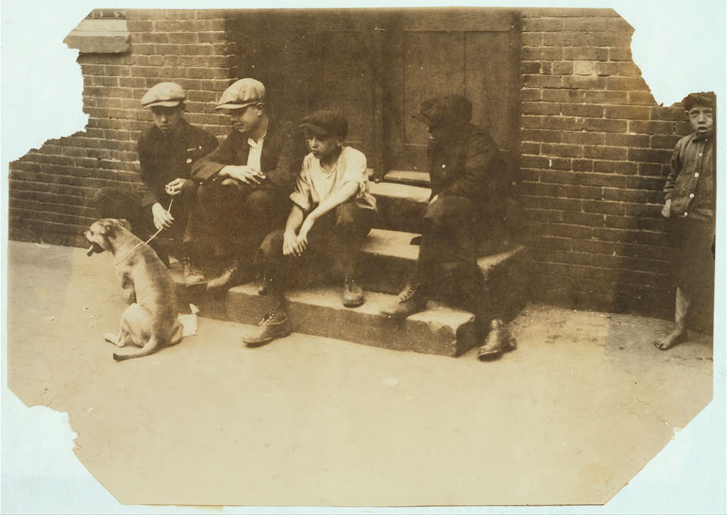 Lewis W. Hine, 1916 — boys on strike outside a Chicopee Falls textile mill