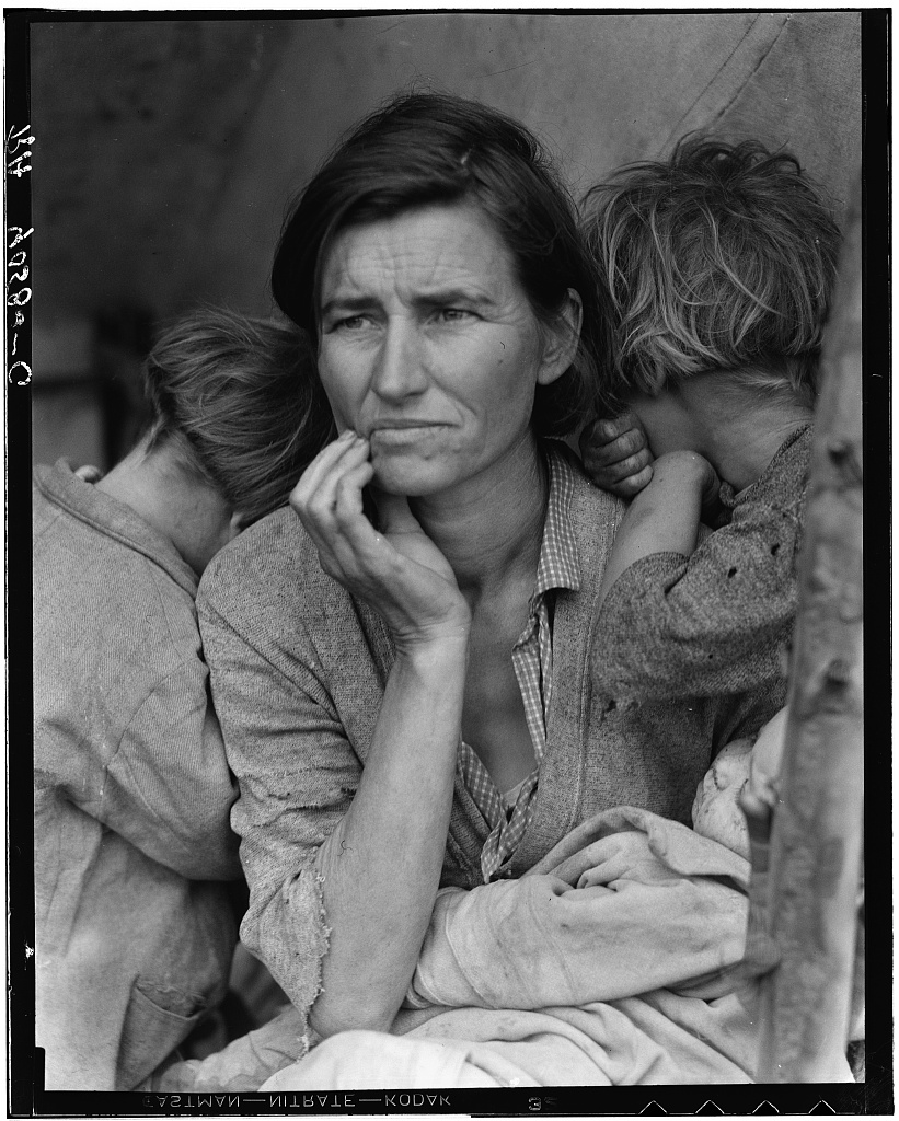 Dorothea Lange, 'Migrant Mother,' 1936 — Florence Owens Thompson with her children, Farm Security Administration