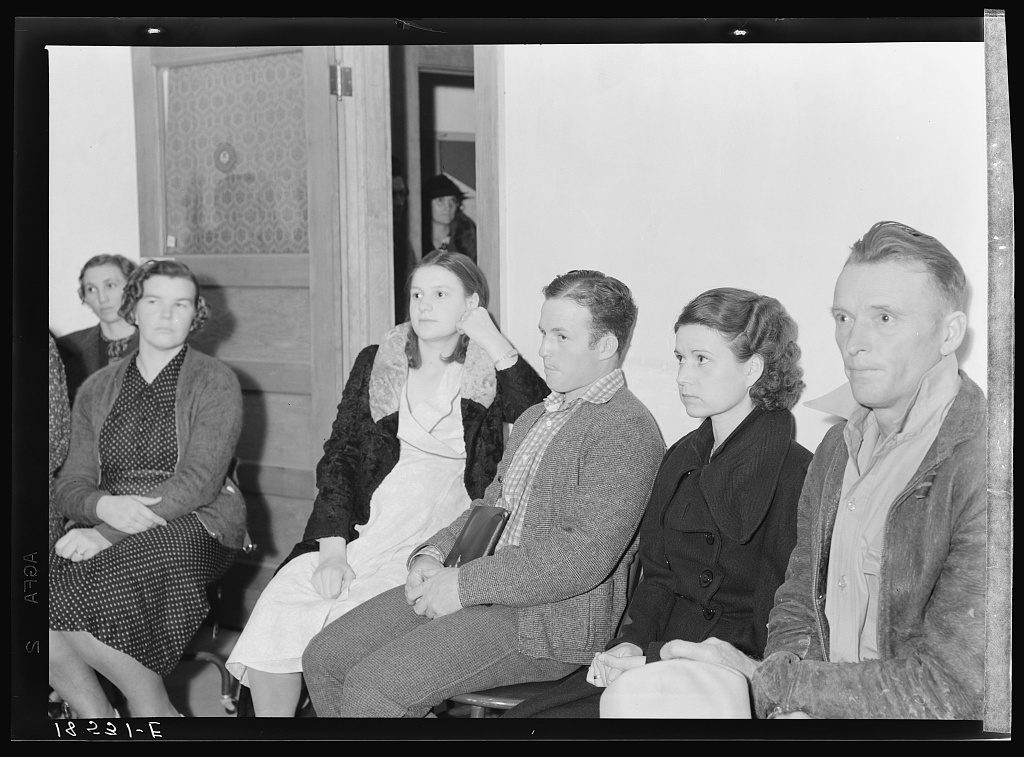 Dorothea Lange, 1938 — a night meeting of 144 farm families applying for FSA loans