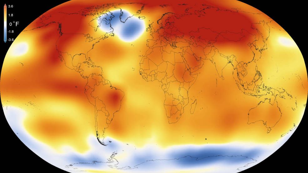 NASA GISS — global temperature anomalies, 2015